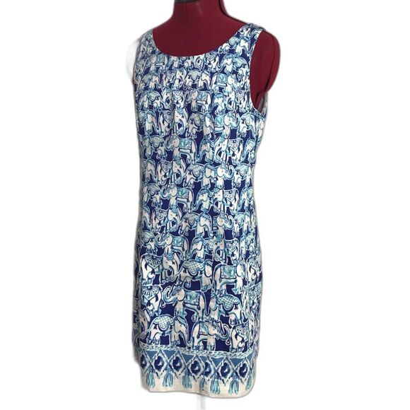 Lilly Pulitzer Cathy Shift Dress Women's Size 4 Bomber Blue Get Trunky - Picture 15 of 15